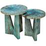 Uttermost Nadette Blue Green Wood Nesting Tables Set of 2