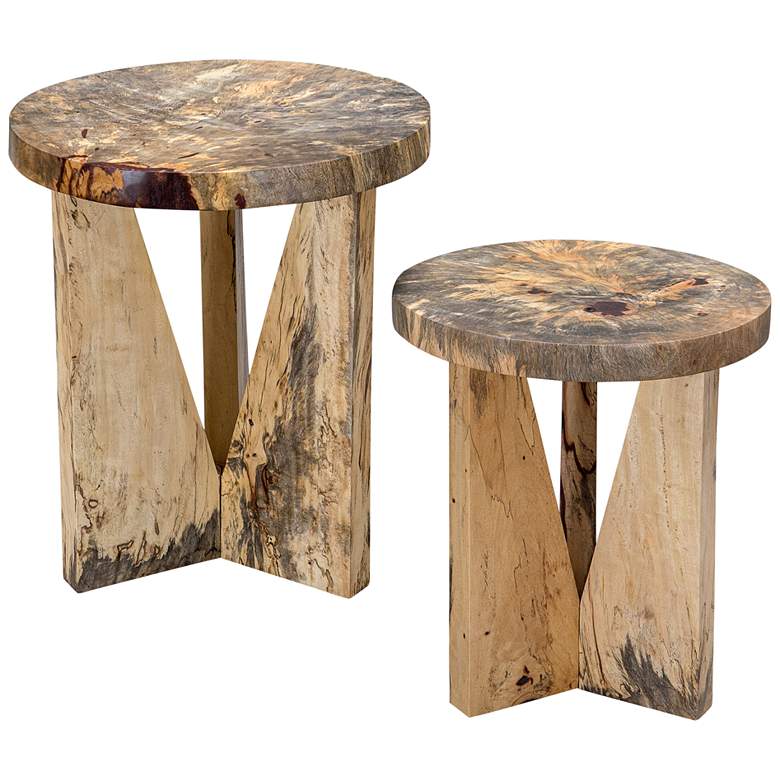 Image 3 Uttermost Nadette Natural Wood Nesting Tables Set of 2