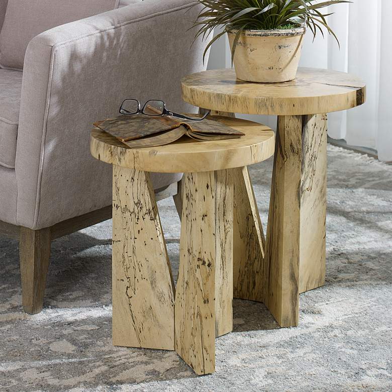 Image 2 Uttermost Nadette Natural Wood Nesting Tables Set of 2