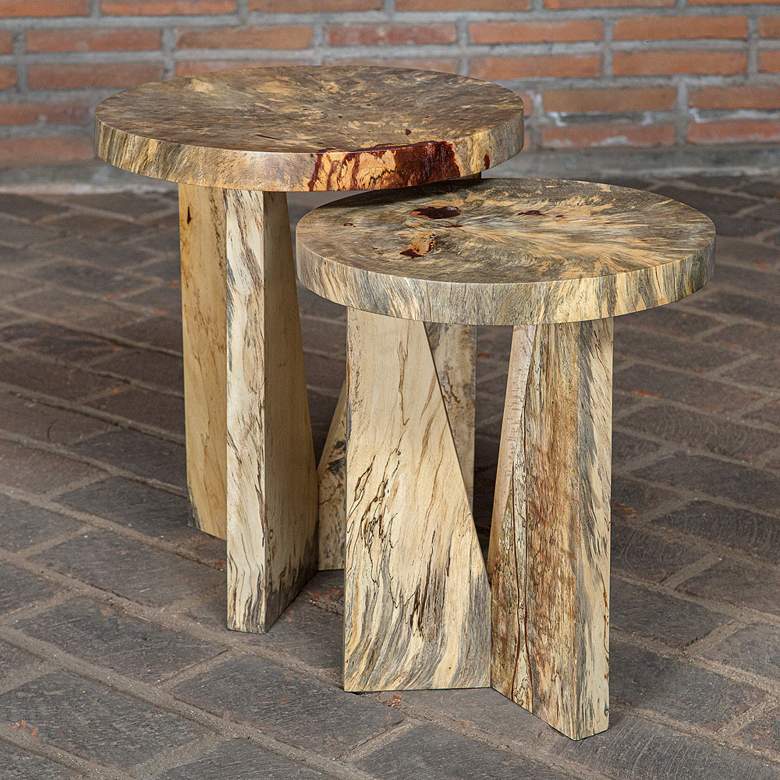 Image 6 Uttermost Nadette Natural Wood Nesting Tables Set of 2 more views