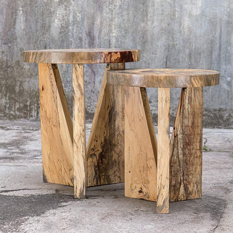 Image 7 Uttermost Nadette Natural Wood Nesting Tables Set of 2 more views