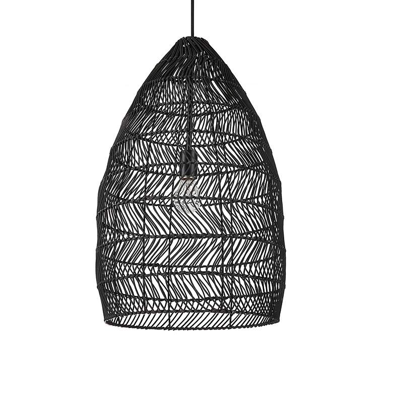 Image 3 Uttermost Nandi 15" Wide Matte Black Weave Rattan Pendant Light more views