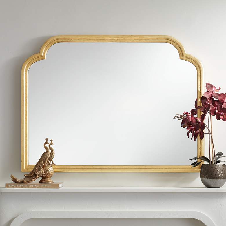 Image 1 Uttermost Naomi Gold Leaf 40 inch x 30 inch Rectangular Arch Wall Mirror