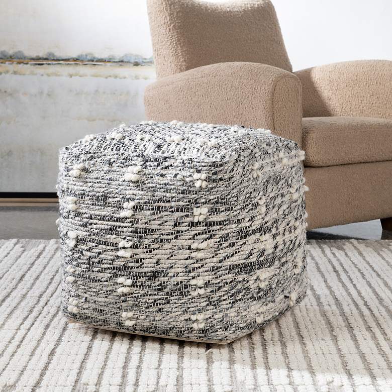Image 1 Uttermost Narol Neutral Charcoal and Black Pouf Ottoman