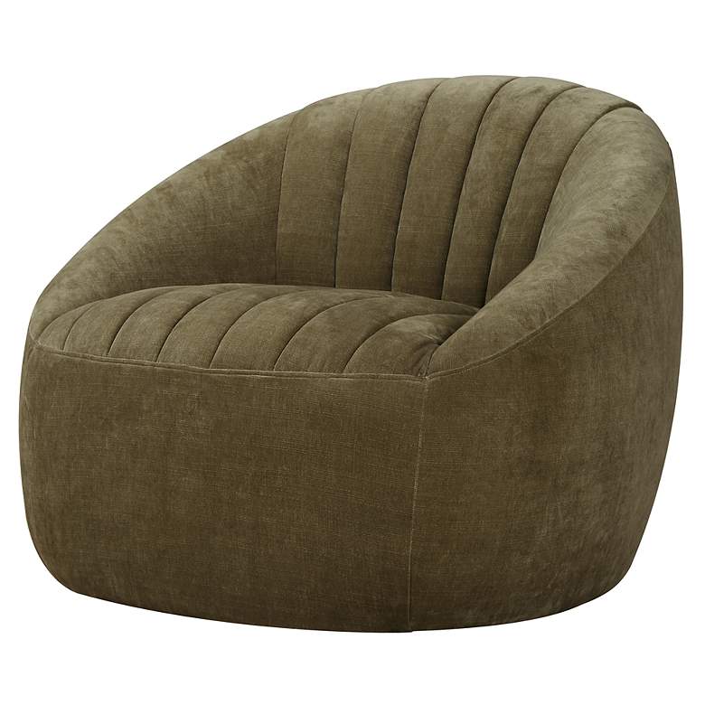 Image 4 Uttermost Narrows Moss Green Chambray Chenille Swivel Chair more views