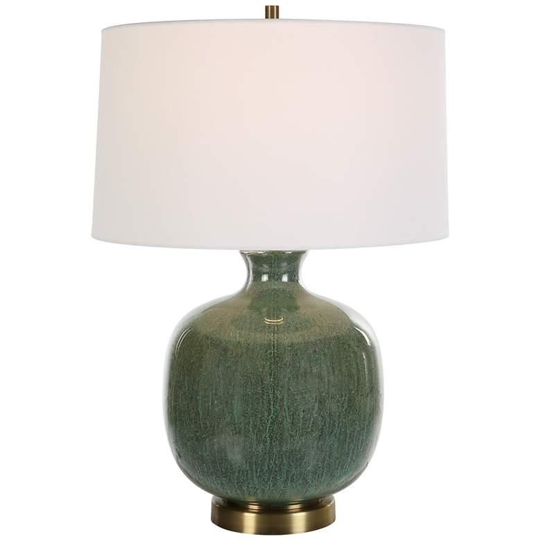 Image 1 Uttermost Nataly 26 inch Green Glass Table Lamp