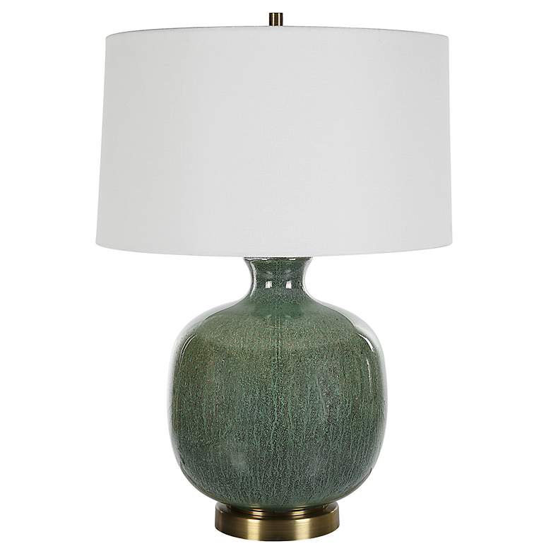 Image 3 Uttermost Nataly 26" High Crackled Aged Green Ceramic Table Lamp more views