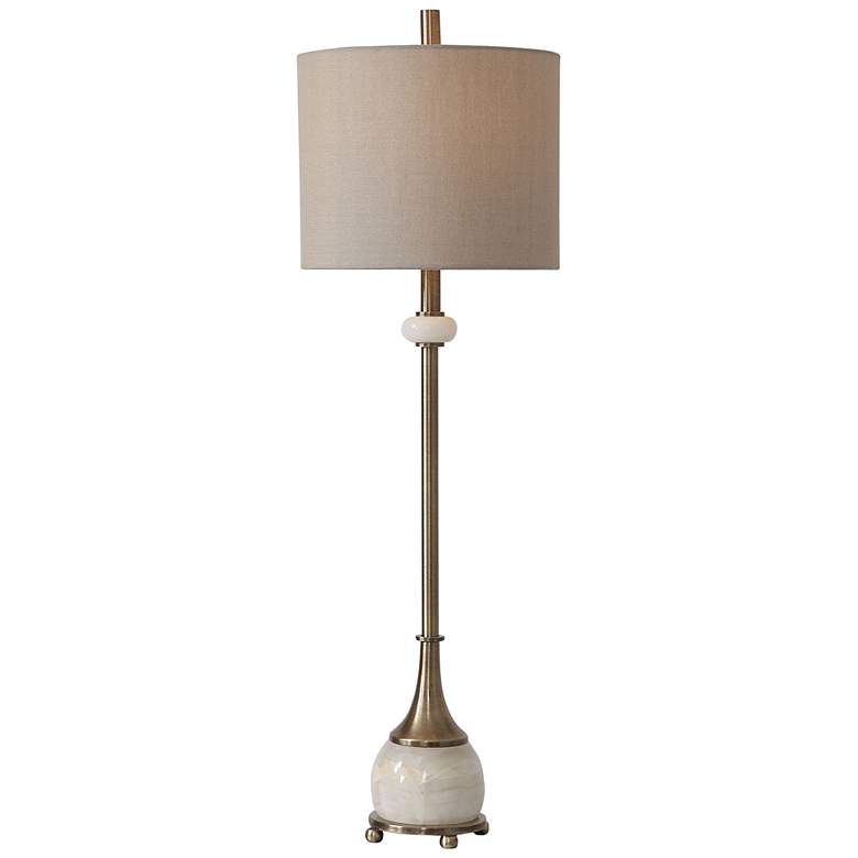 Image 2 Uttermost Natania 35" Brass and Polished White Buffet Table Lamp