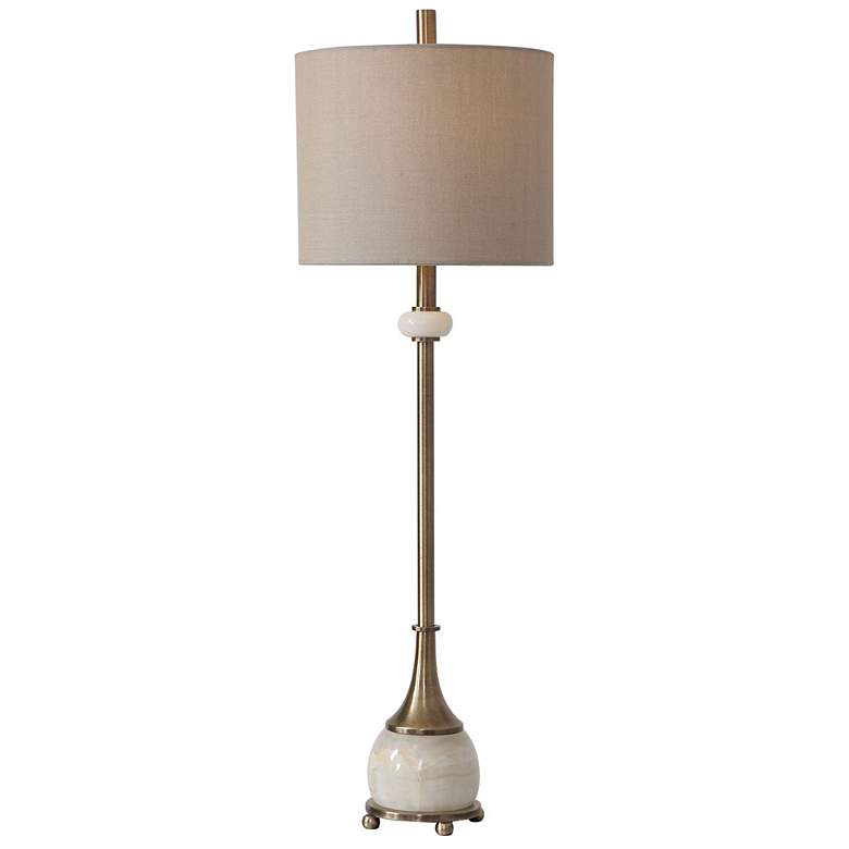 Image 2 Uttermost Natania 35 inch Brass and Polished White Buffet Table Lamp