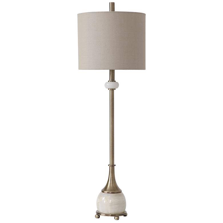 Image 3 Uttermost Natania 35 inch Brass and Polished White Buffet Table Lamp more views