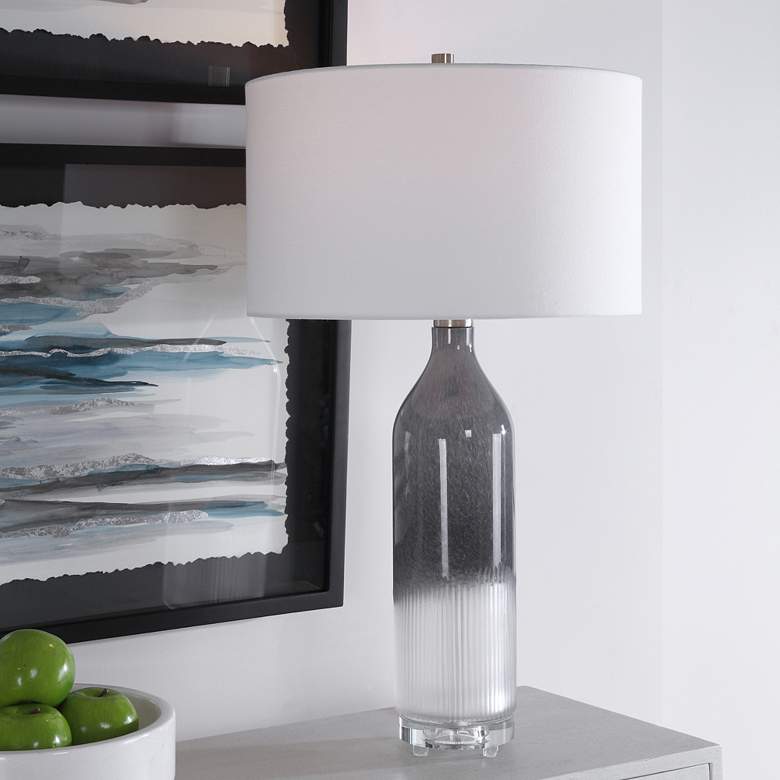 Image 1 Uttermost Natasha Light Gray and White Art Glass Table Lamp