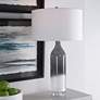 Uttermost Natasha Light Gray and White Art Glass Table Lamp