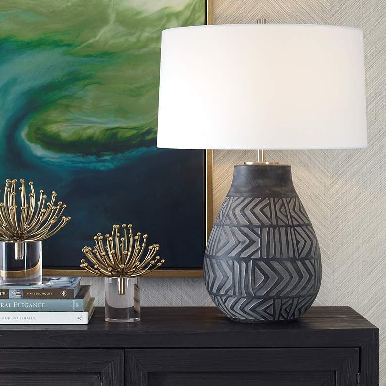 Image 1 Uttermost Natchez Distressed Charcoal Ceramic Table Lamp