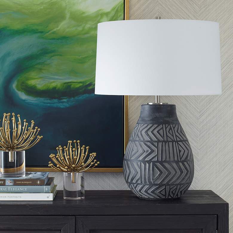 Image 3 Uttermost Natchez Distressed Charcoal Ceramic Table Lamp more views
