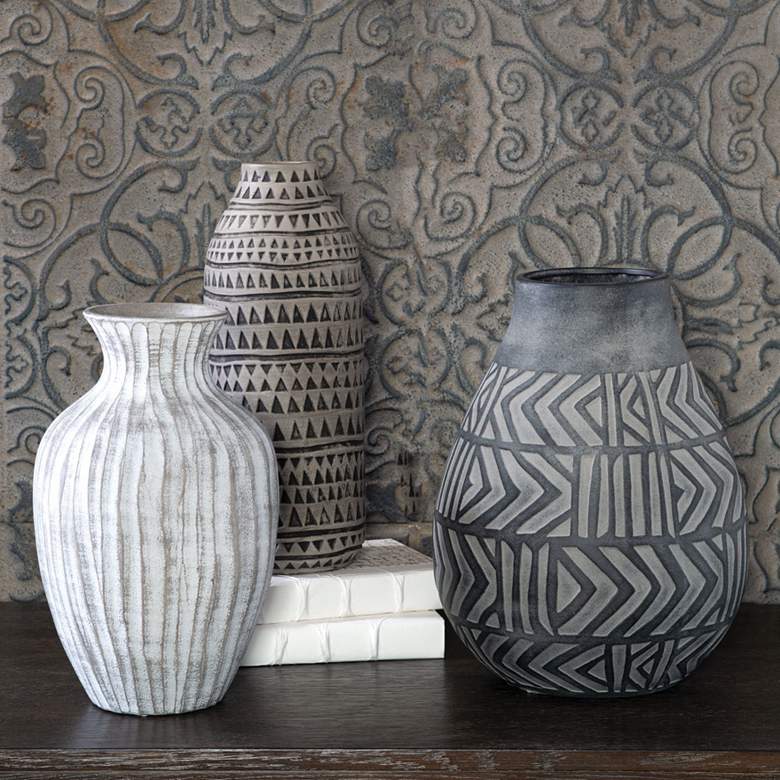 Image 1 Uttermost Natchez Gray Charcoal and Beige Vases Set of 3