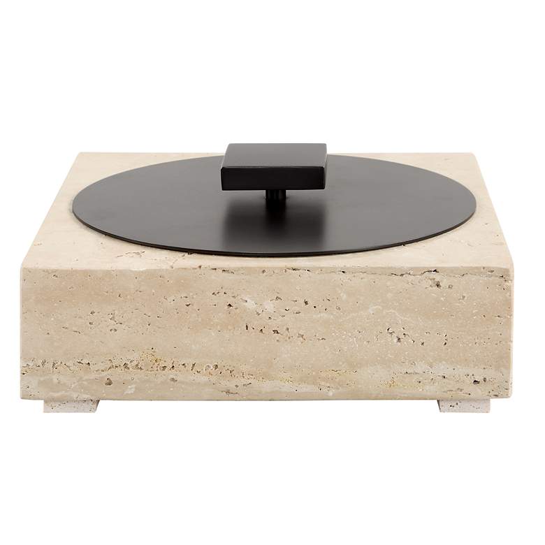 Image 2 Uttermost Natural Luxe Square Travertine Box with Bronze Lid
