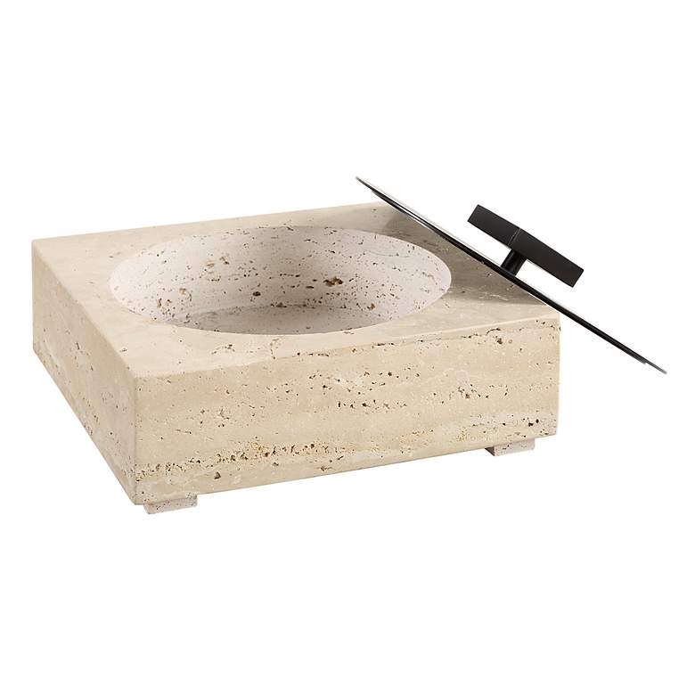 Image 4 Uttermost Natural Luxe Square Travertine Box with Bronze Lid more views