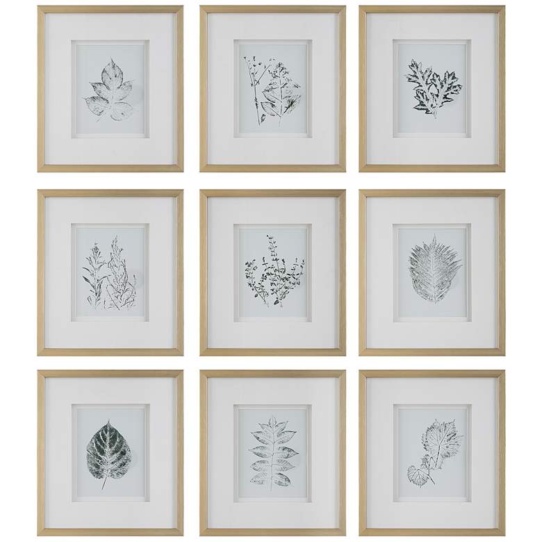 Image 1 Uttermost Nature's Script 15 1/4" Wide 9-Piece Framed Prints