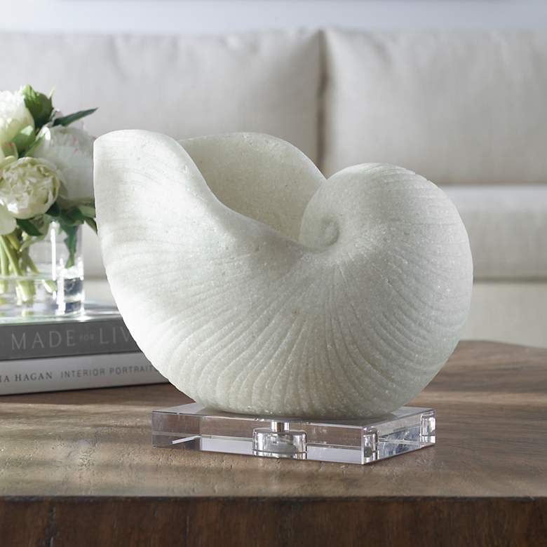 Image 1 Uttermost Nautilus Shell 11" Wide Granular Stone Sculpture