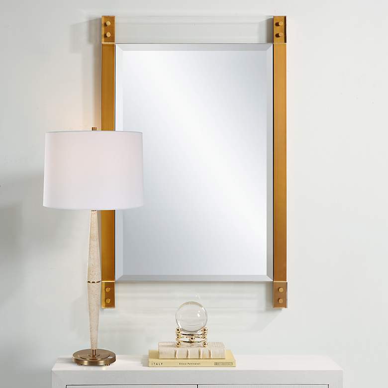 Image 1 Uttermost Nera 28" x 44" Acrylic and Brass Finish Framed Mirror
