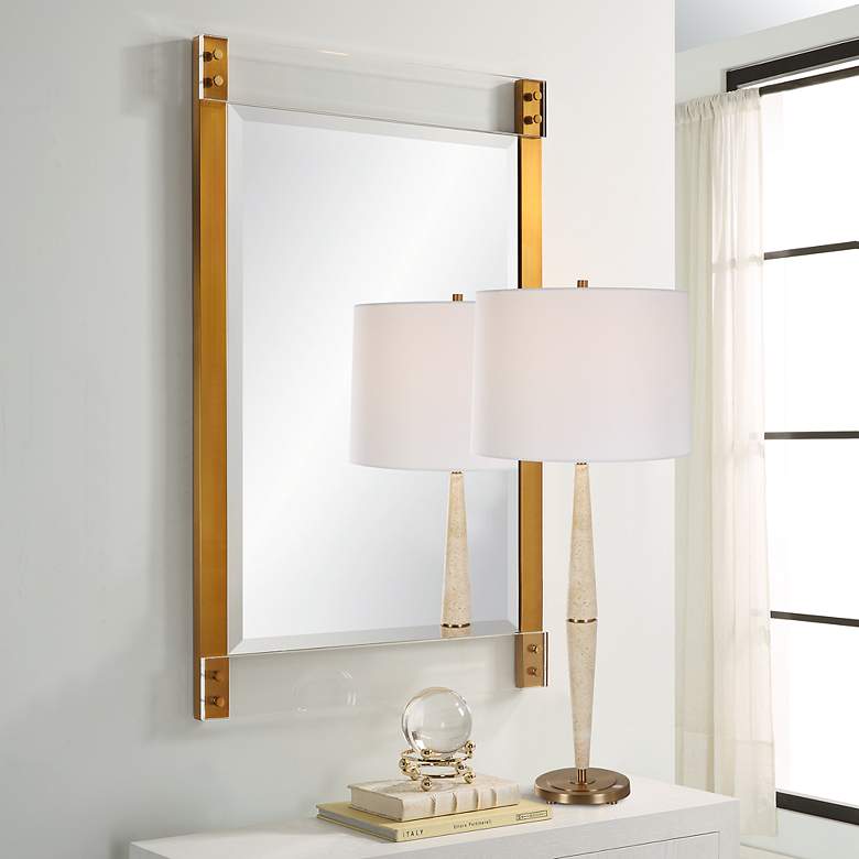 Image 4 Uttermost Nera 28" x 44" Acrylic and Brass Finish Framed Mirror more views