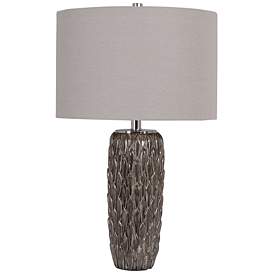 Image2 of Uttermost Nettle Brown Ceramic Table Lamp with Gray Shade