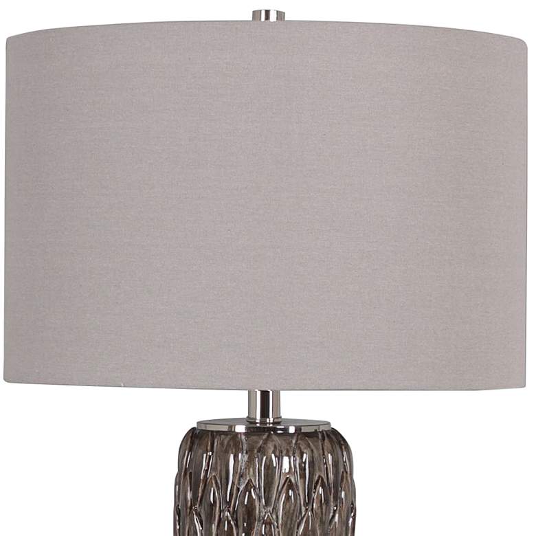 Image 3 Uttermost Nettle Brown Ceramic Table Lamp with Gray Shade more views