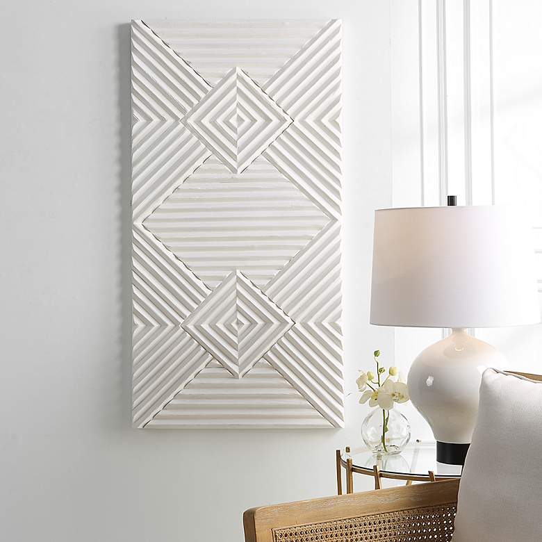 Image 1 Uttermost Nexus White-Washed 47 3/4" High Wood Wall Decor