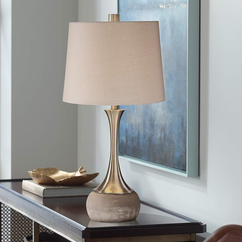 Image 1 Uttermost Niah 27 3/4" Modern Nickel and Concrete Table Lamp