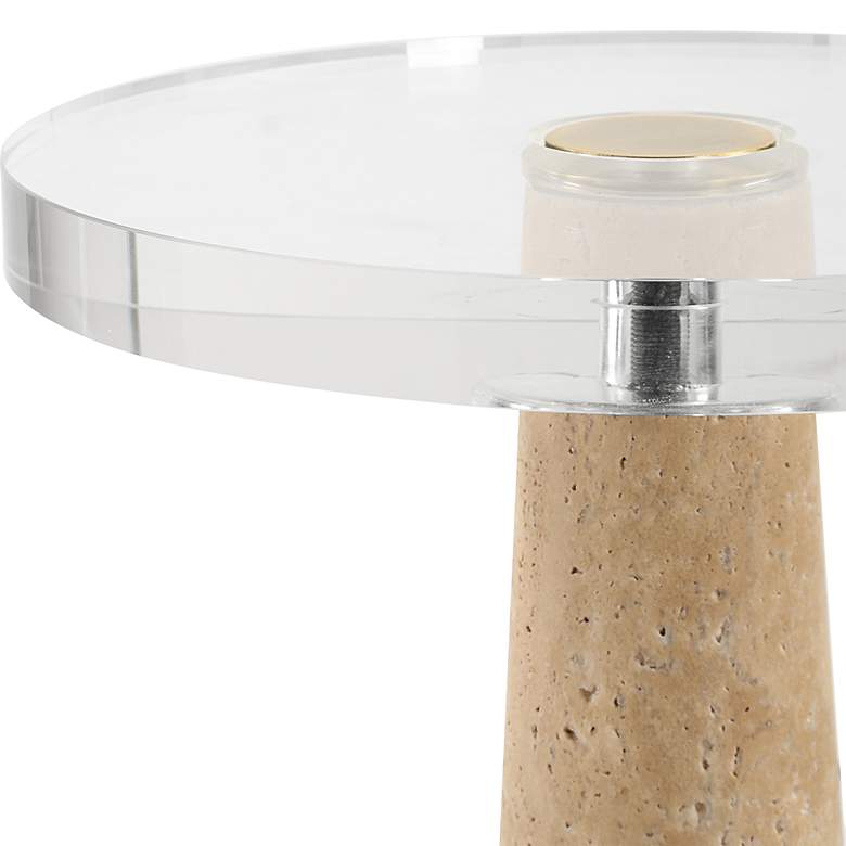 Image 3 Uttermost Niari 24" High Travertine and Crystal Glass Drink Table more views