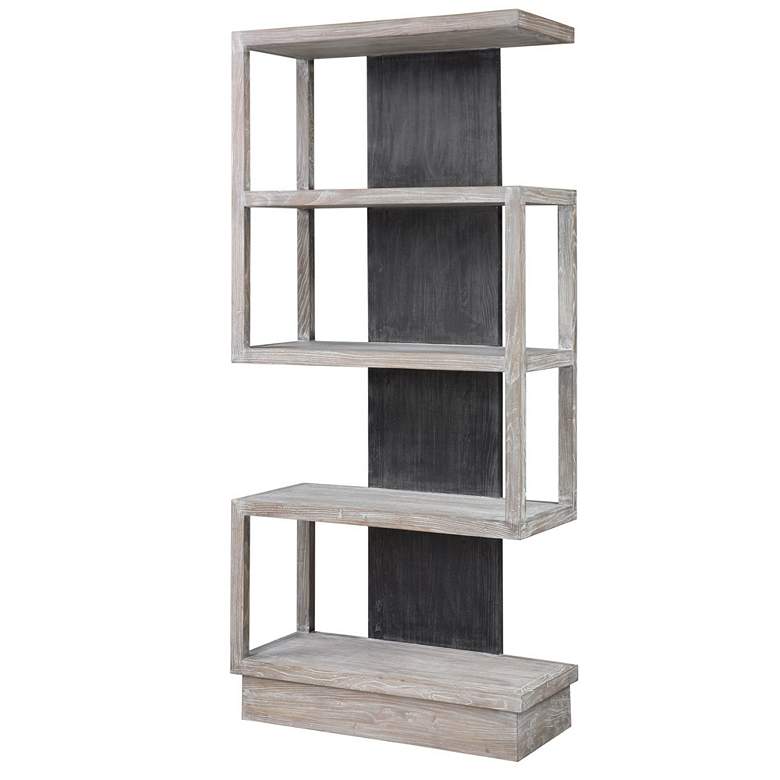 Image 4 Uttermost Nicasia 36" Wide Light Gray and Black 4-Shelf Etagere more views