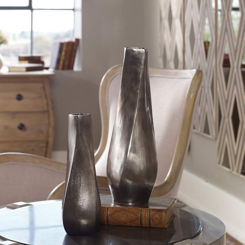 Image 1 Uttermost Noa Antiqued Nickel Decorative Vases Set of 2