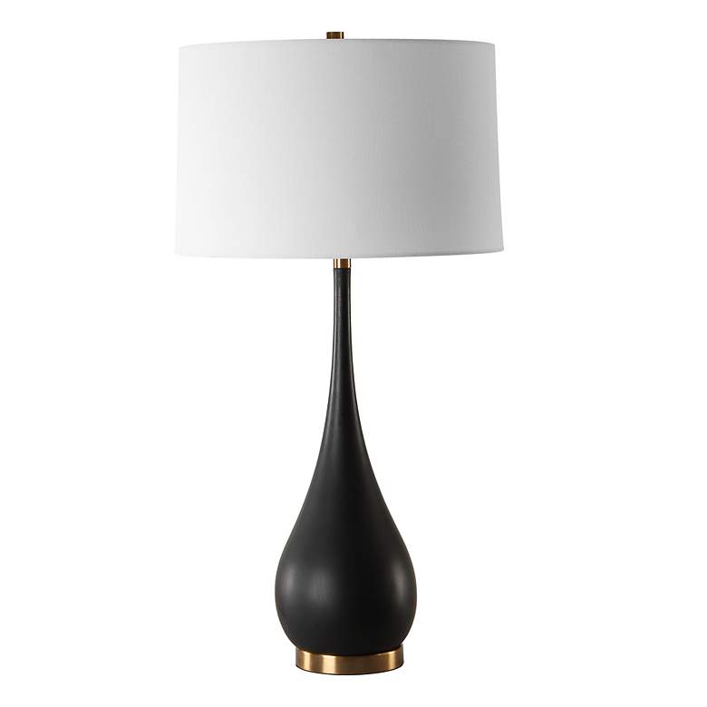 Image 4 Uttermost Nocturnal 34 1/2" High Black Faux Stone Teardrop Table Lamp more views