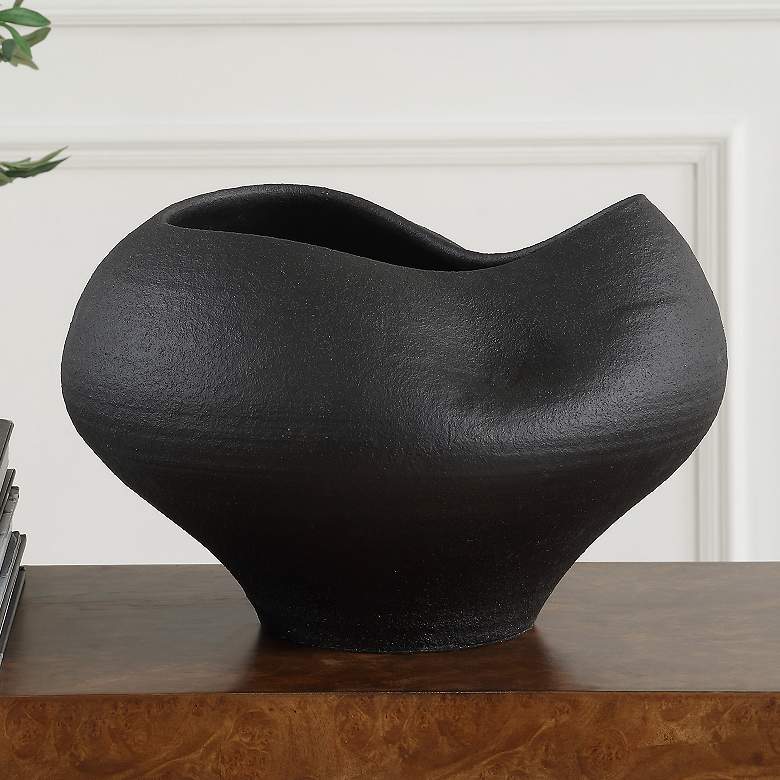 Image 1 Uttermost Nocturne 14" Matte Black Porcelain Bowl