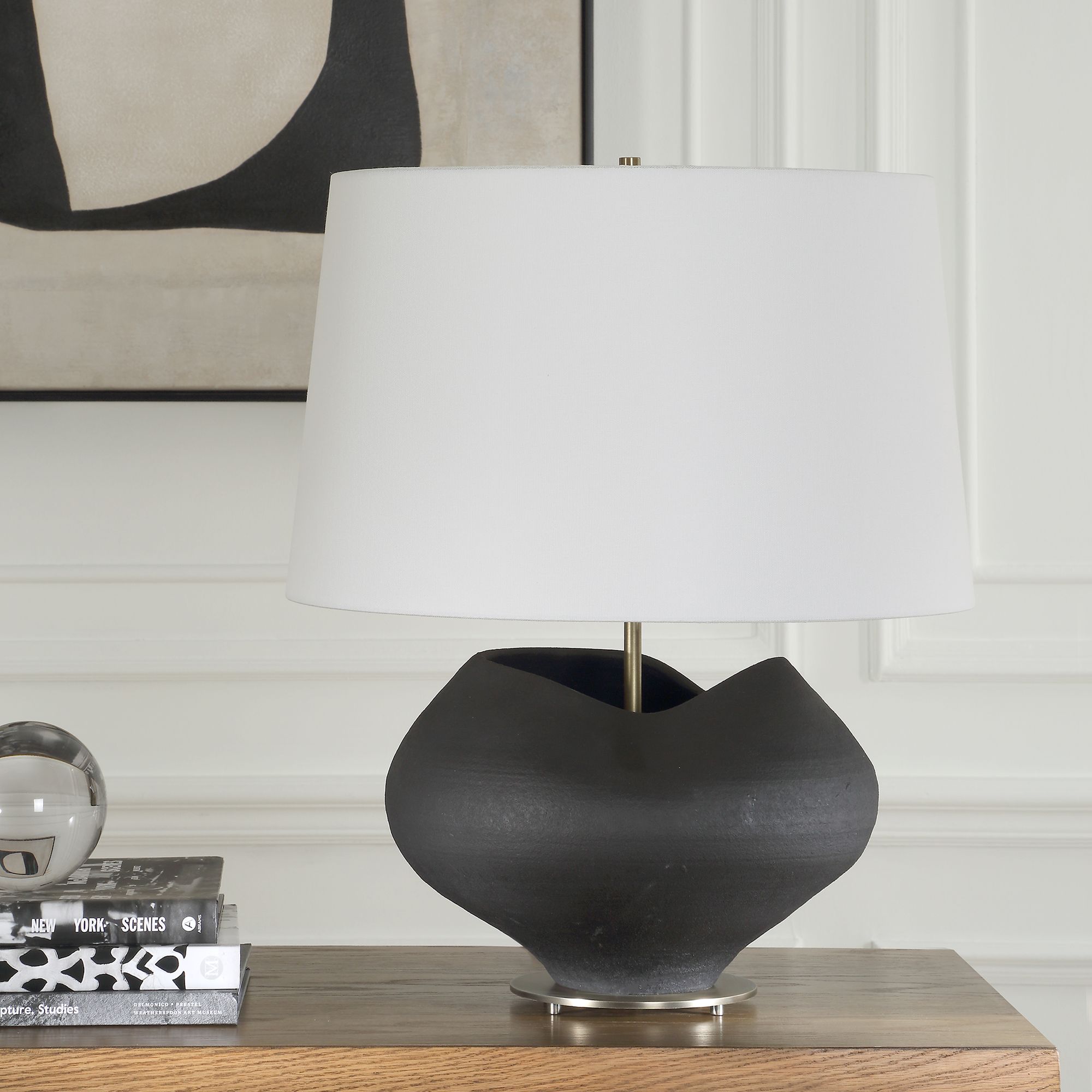 Image 3 Uttermost Nocturne 23 1"2 Matte Black Porcelain Table Lamp more views