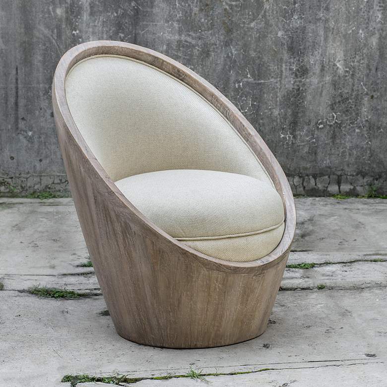 Image 1 Uttermost Noemi Oatmeal and Gray Wash Wood Accent Chair
