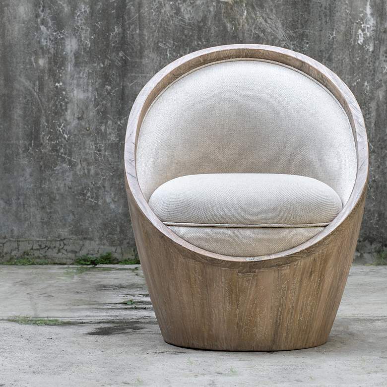 Image 3 Uttermost Noemi Oatmeal and Gray Wash Wood Accent Chair more views
