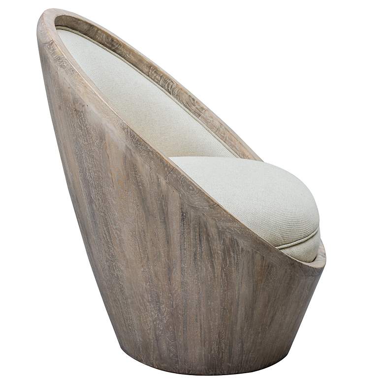 Image 4 Uttermost Noemi Oatmeal and Gray Wash Wood Accent Chair more views