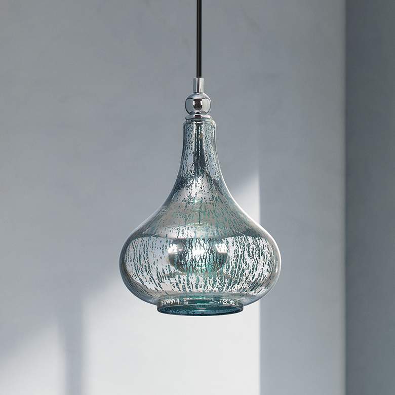 Image 1 Uttermost Norbello 9" Wide Blue Green Mercury Glass Mini Pendant