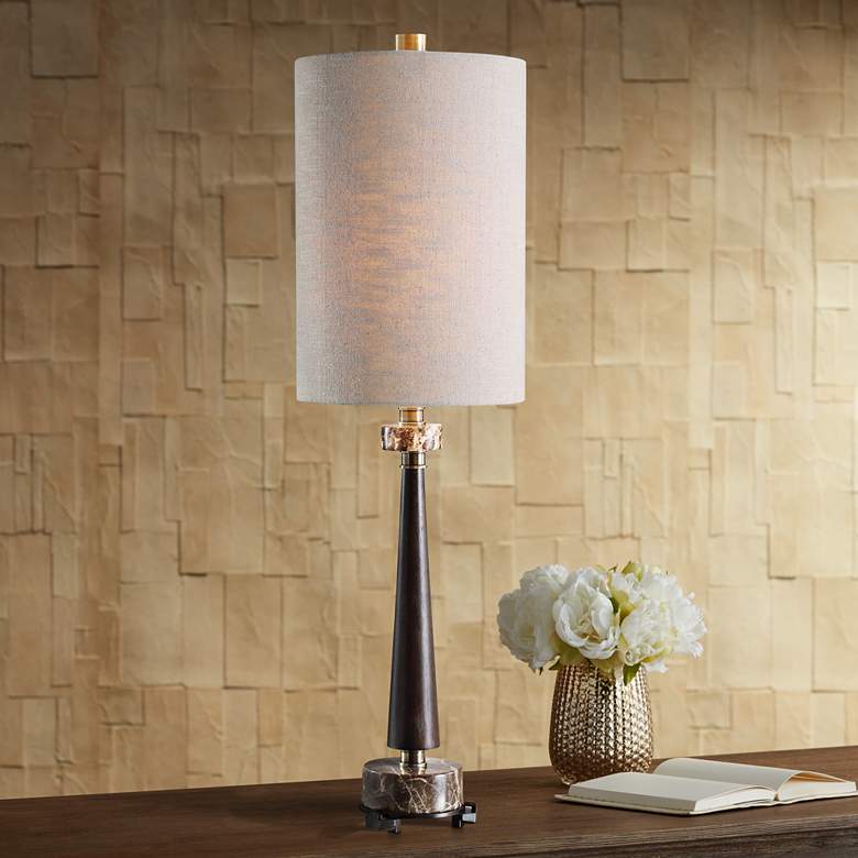 Image 1 Uttermost Novoli Light Ebony Stain Wood Buffet Table Lamp