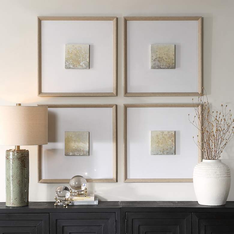 Image 1 Uttermost Now & Then 26" Square 4-Piece Hand Painted Framed Canvas Wall Art