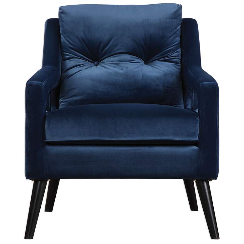 Image 2 Uttermost O'Brien Ink Blue Velvet Button-Tufted Armchair