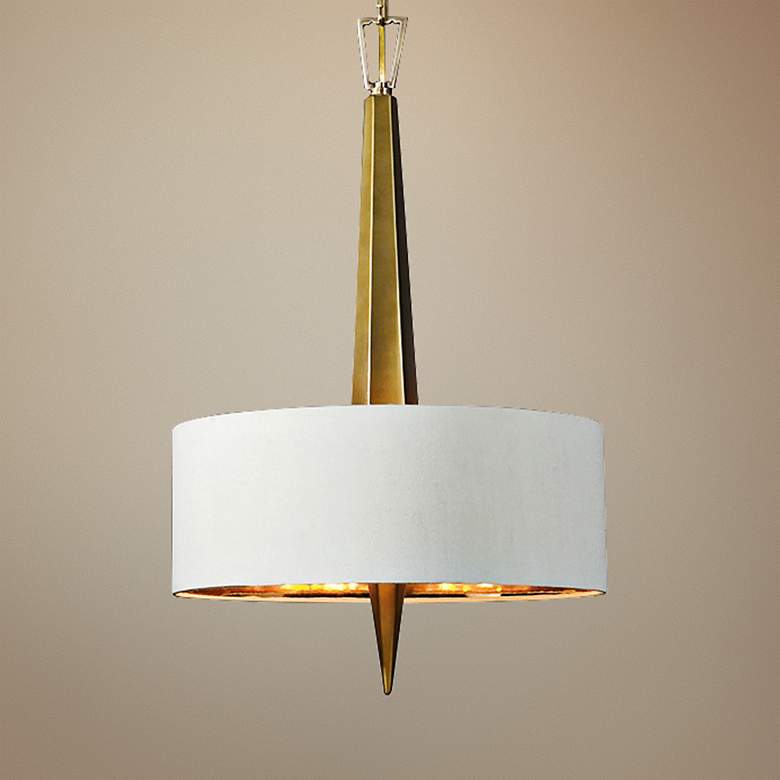 Image 1 Uttermost Obeliska 16 inch Wide Modern Warm Gold Ceramic Chandelier