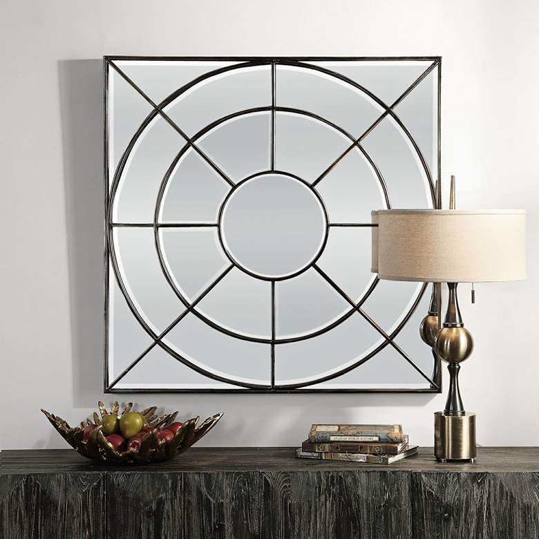Image 1 Uttermost Oberon Bronze 42 inch Square Oversized Wall Mirror