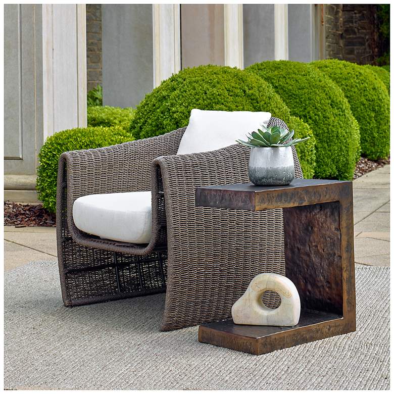 Image 2 Uttermost Obra 22" H Bronze Aluminum Outdoor Side Table more views