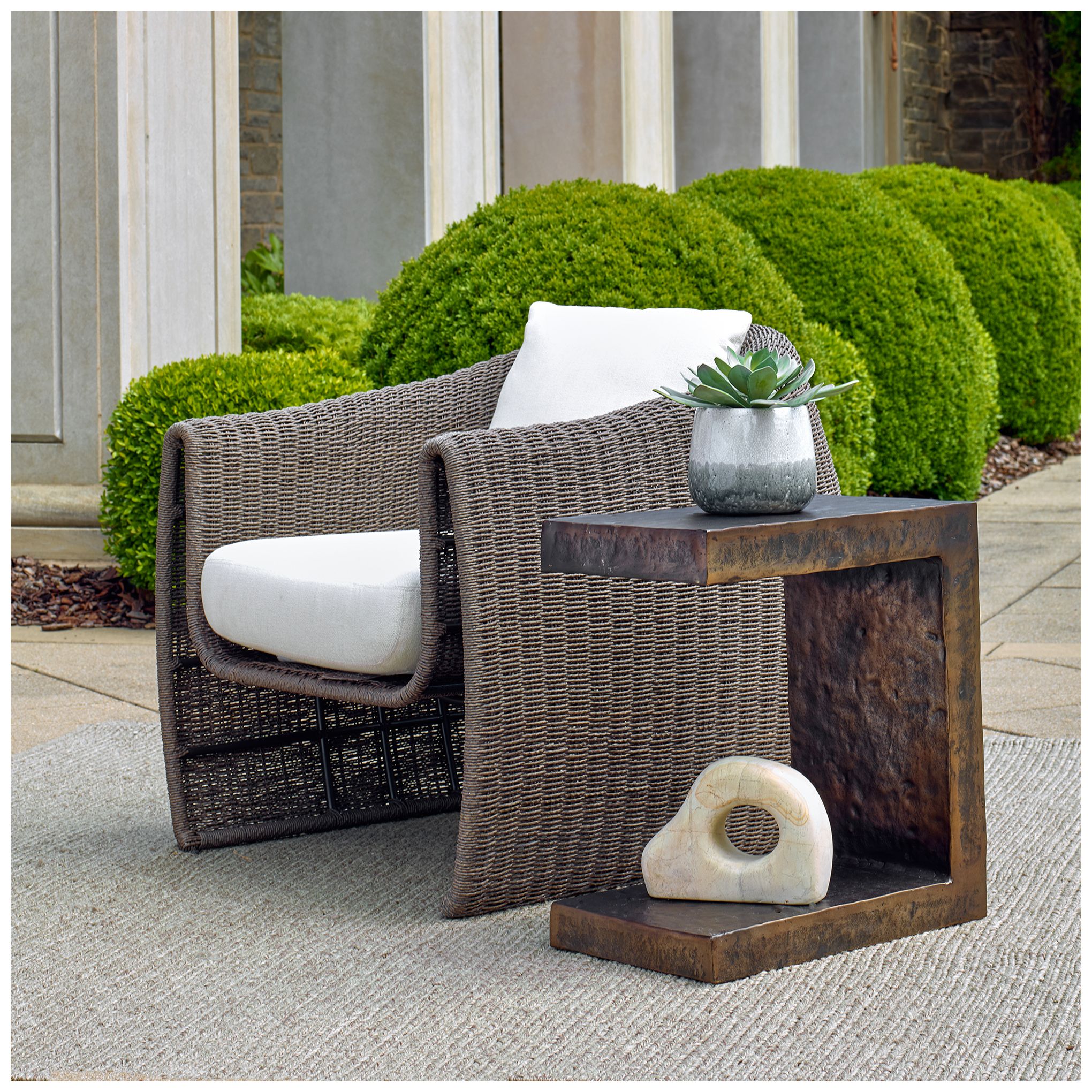 Image 2 Uttermost Obra 22" H Bronze Aluminum Outdoor Side Table more views