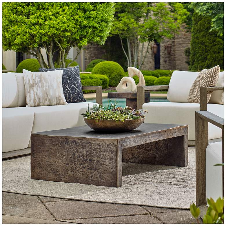 Image 1 Uttermost Obra 48" W Bronze Aluminum Outdoor Coffee Table