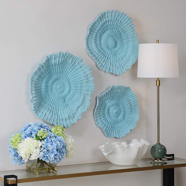 Image 3 Uttermost Ocean Gems 3-Piece Blue Wall Decor more views