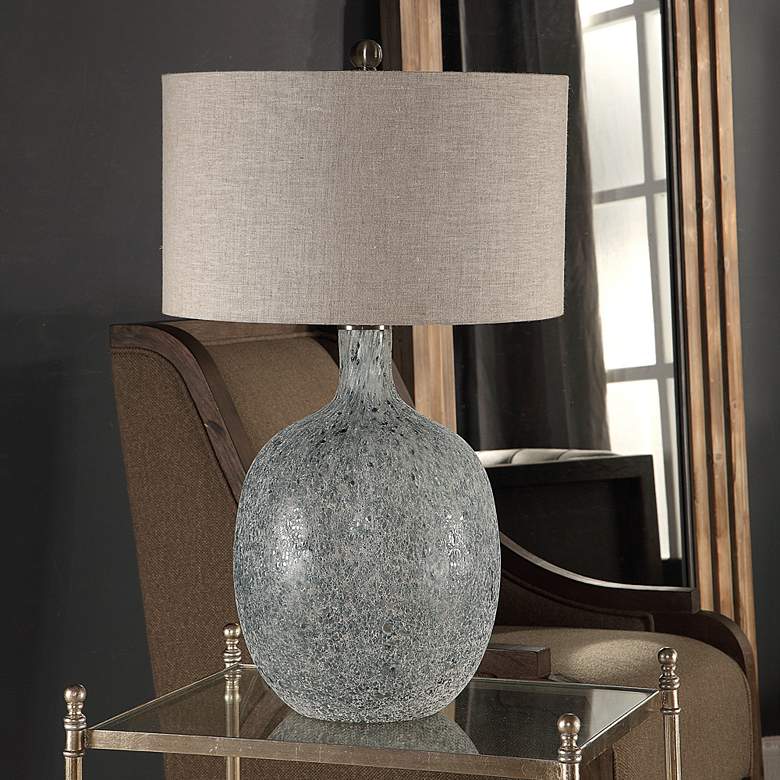Image 1 Uttermost Oceaonna 30 inch Aged White and Blue Glaze Glass Table Lamp