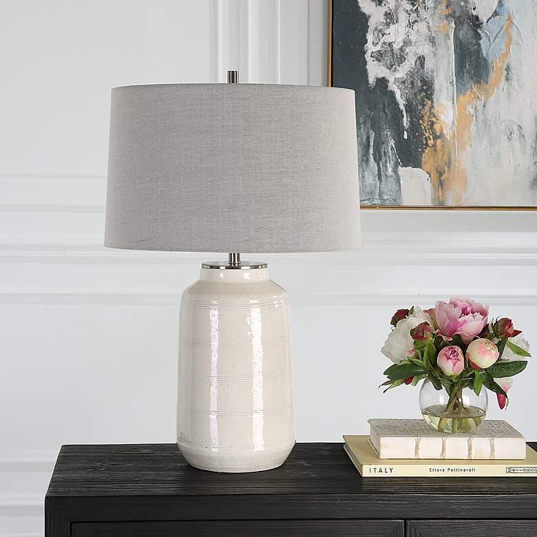 Image 3 Uttermost Odawa 25 3/4" Modern White Ceramic Table Lamp more views